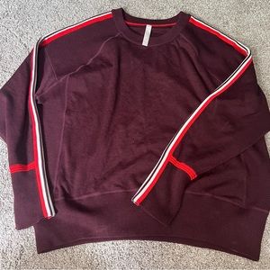 ATHLETA Canyon Burgundy Color Block Striped Wool Blend Sweater—SZ. XL